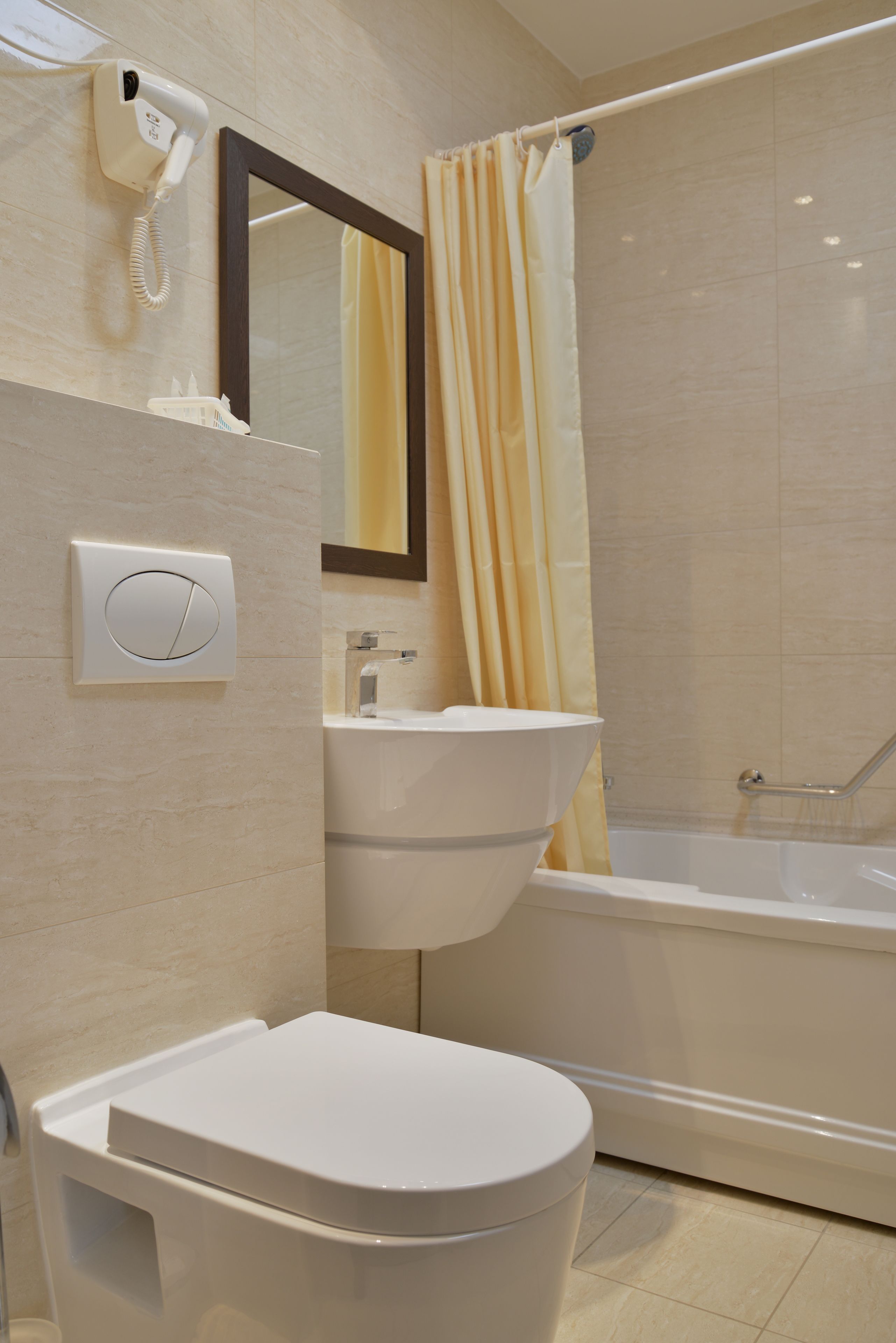 free toiletries, hair dryer, towels