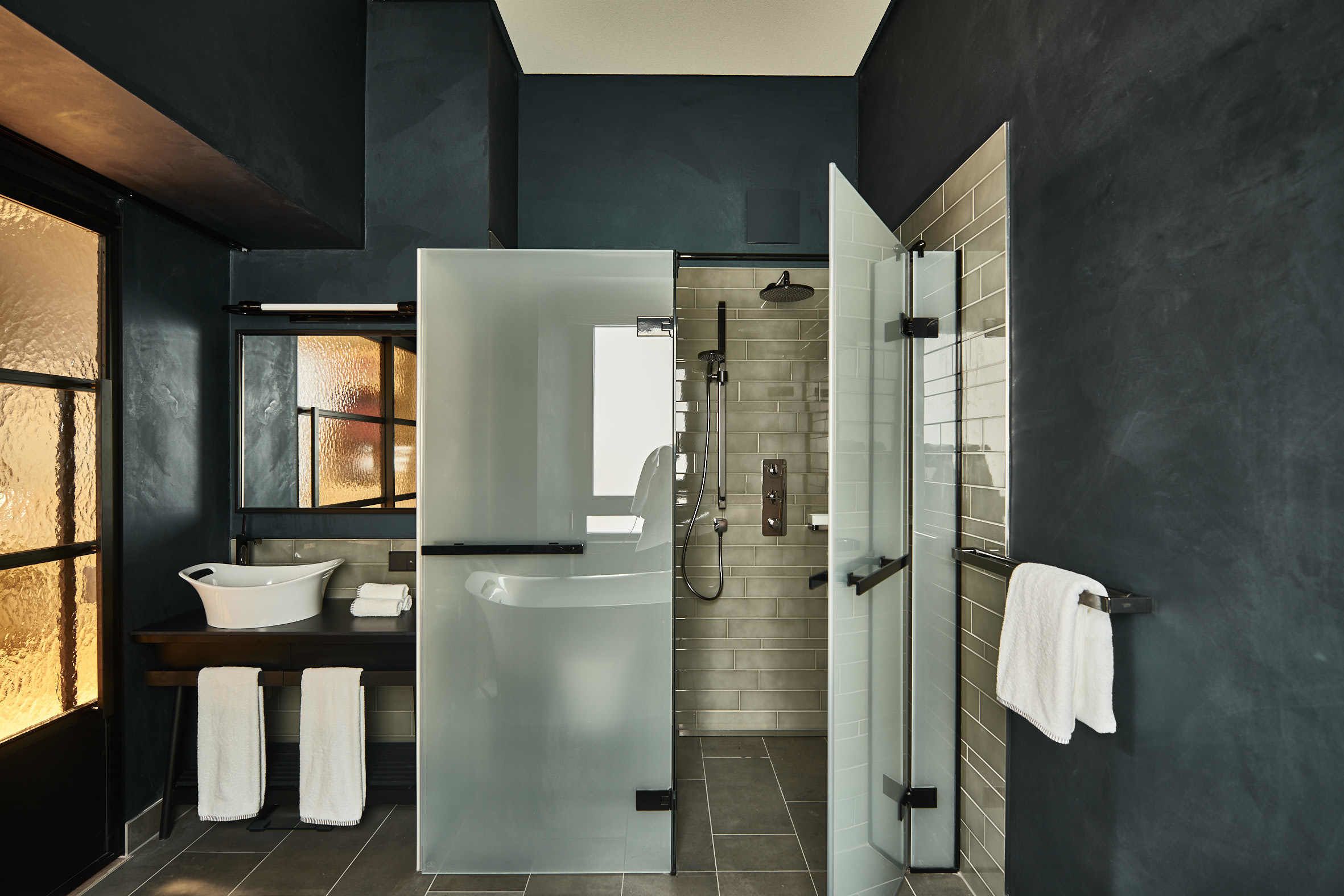 free toiletries, bathrobes, slippers, towels