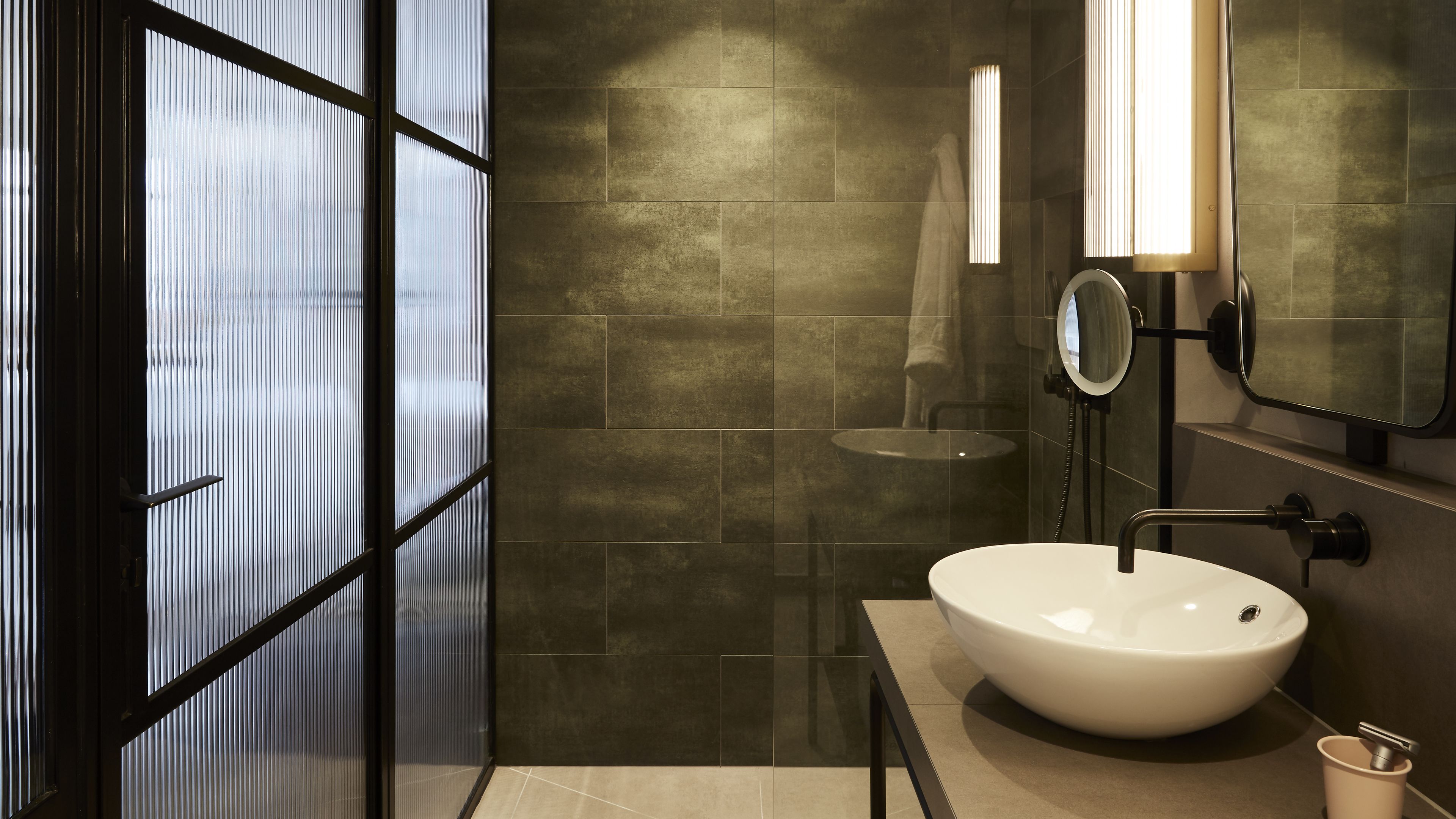 shower, rainfall showerhead, designer toiletries, hair dryer