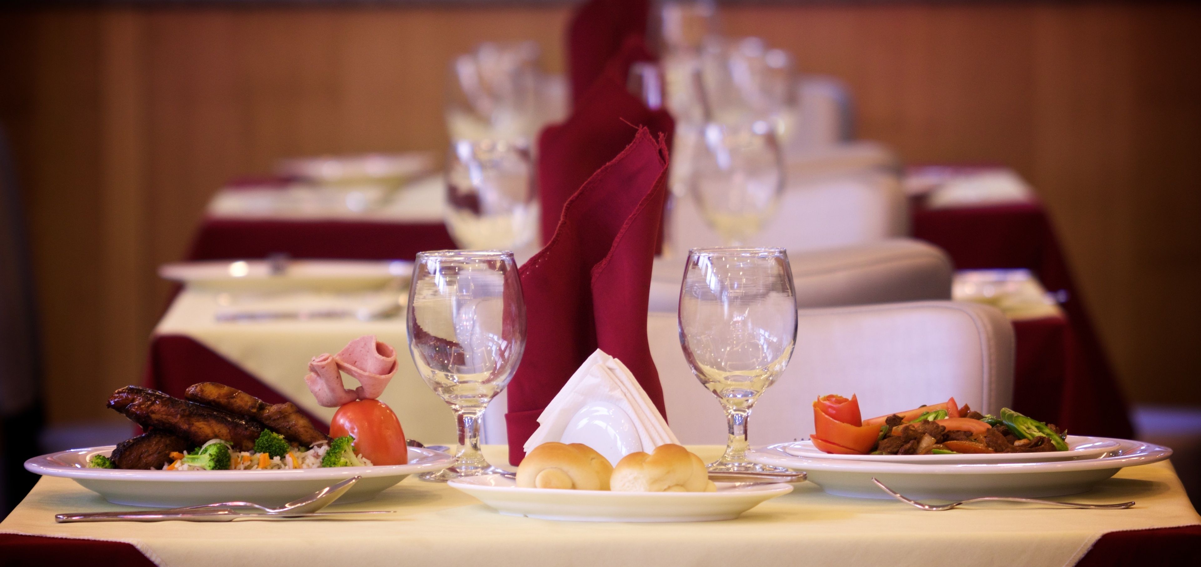 breakfast and dinner served, local and international cuisine