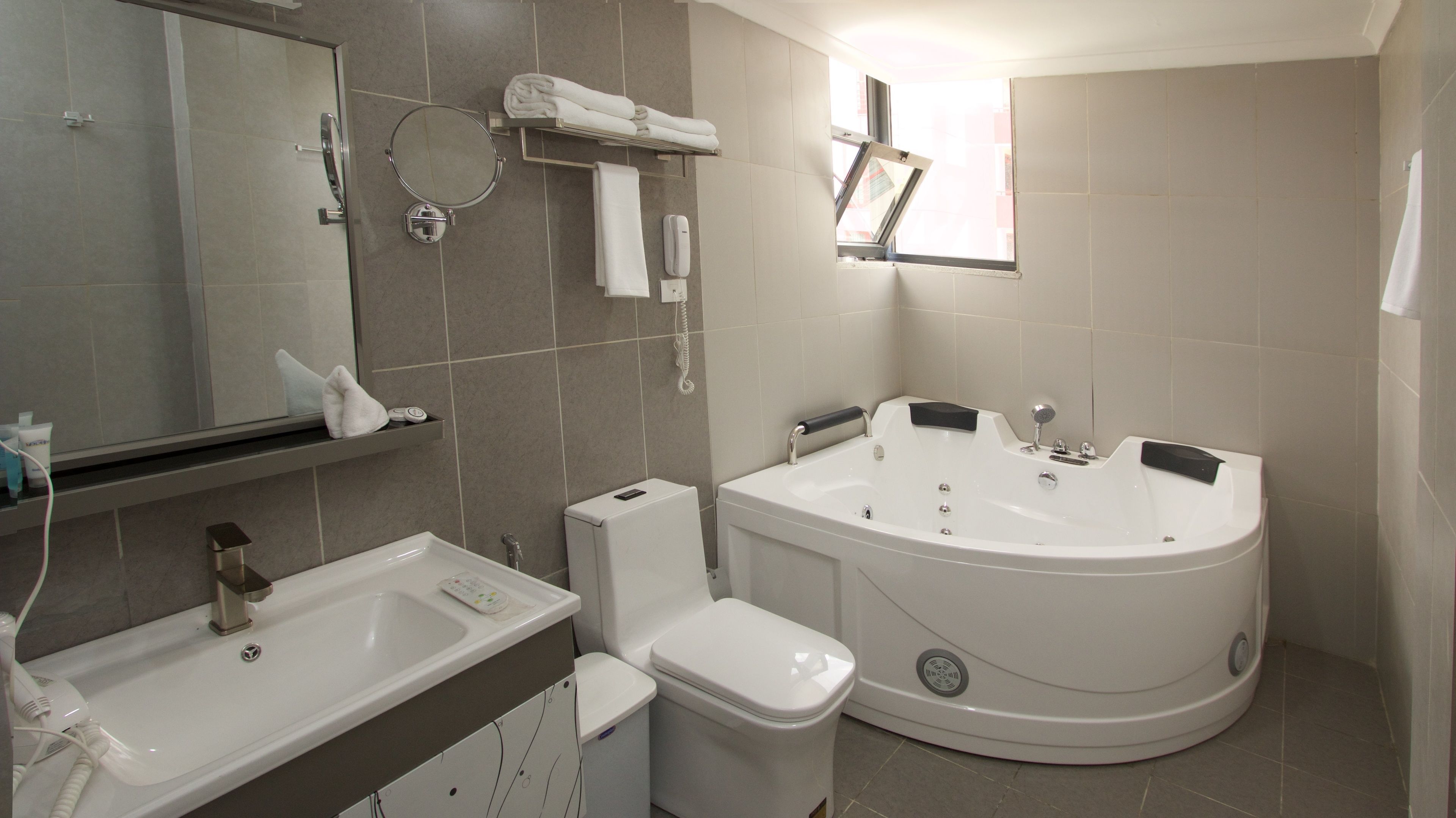 shower, free toiletries, hair dryer, slippers