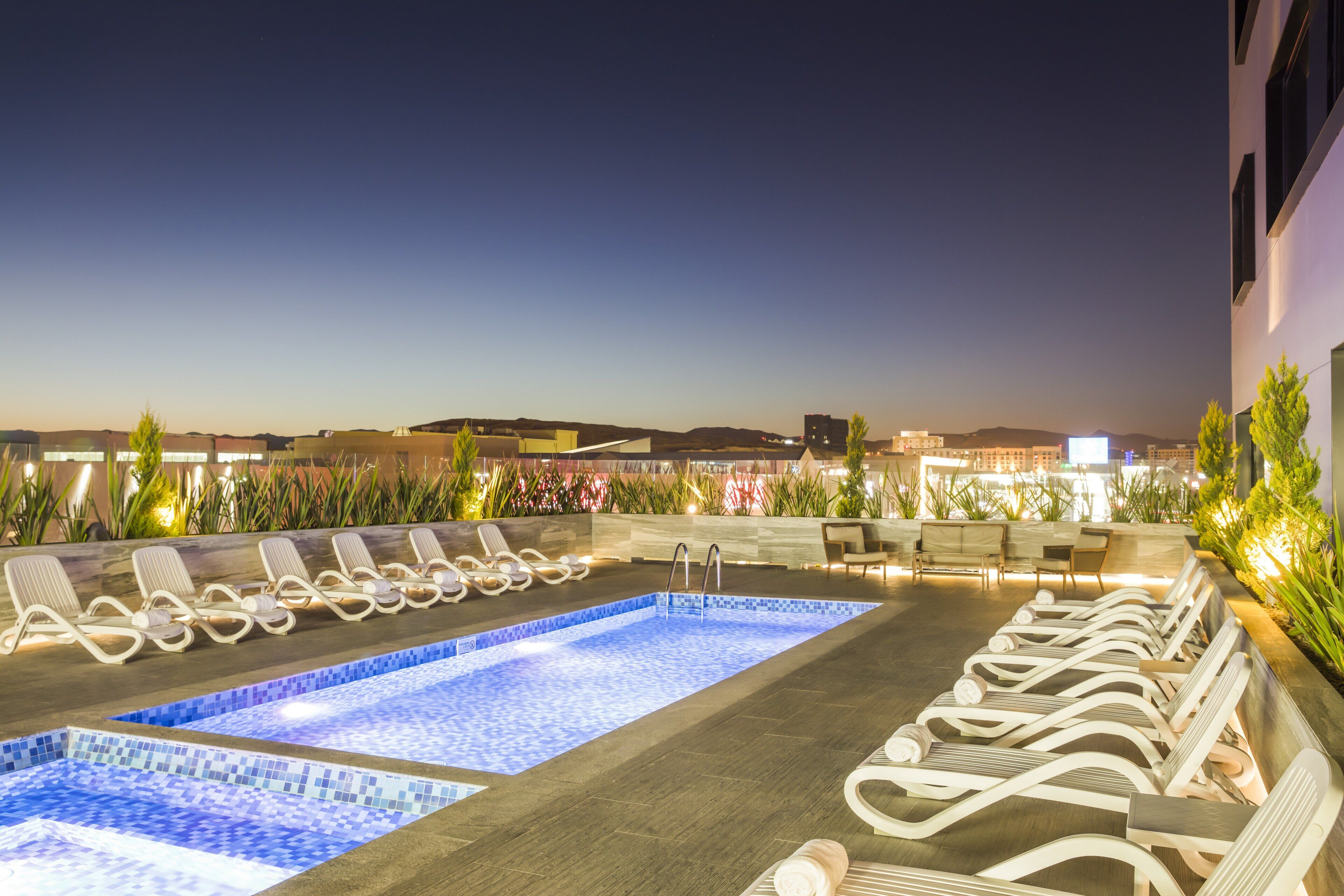 Outdoor pool, sun loungers