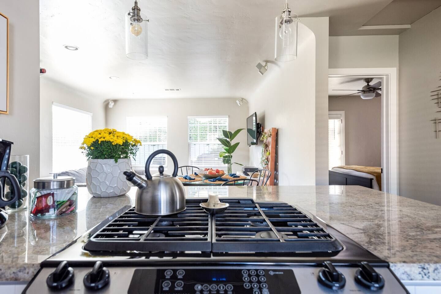 冷蔵庫、電子レンジ、オーブン、コンロ