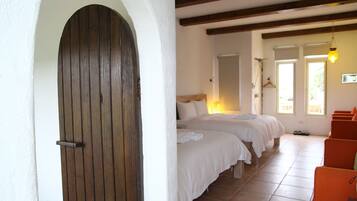Deluxe Quadruple Room, 2 Queen Beds, Bathtub, Ocean View | Minibar, soundproofing, free WiFi, bed sheets