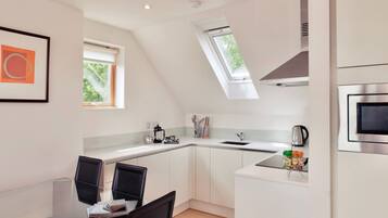 Superior Apartment, 1 Bedroom, Private Bathroom | Private kitchen | Fridge, microwave, oven, stovetop