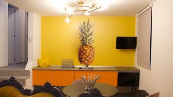 Apartment | Private kitchen | Mini-fridge, electric kettle, eco-friendly cleaning products