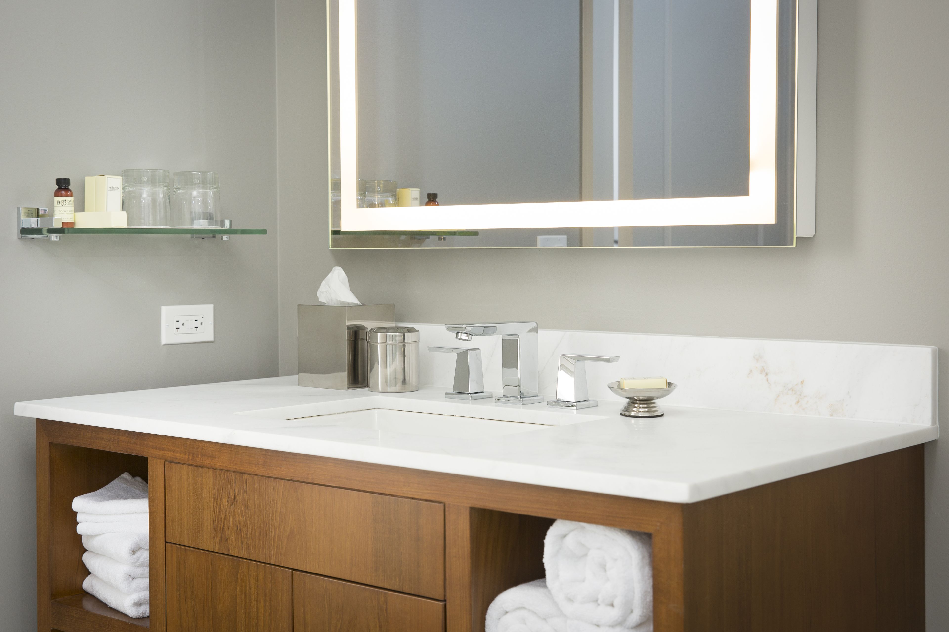 shower, designer toiletries, hair dryer, bathrobes