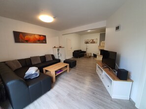 TV connectée, cheminée, chaîne hi-fi