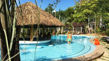 Outdoor pool, pool loungers