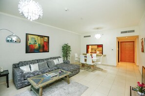 Apartment, 1 Bedroom | Living area - Kennedy Towers - Burj Views (Dubai)