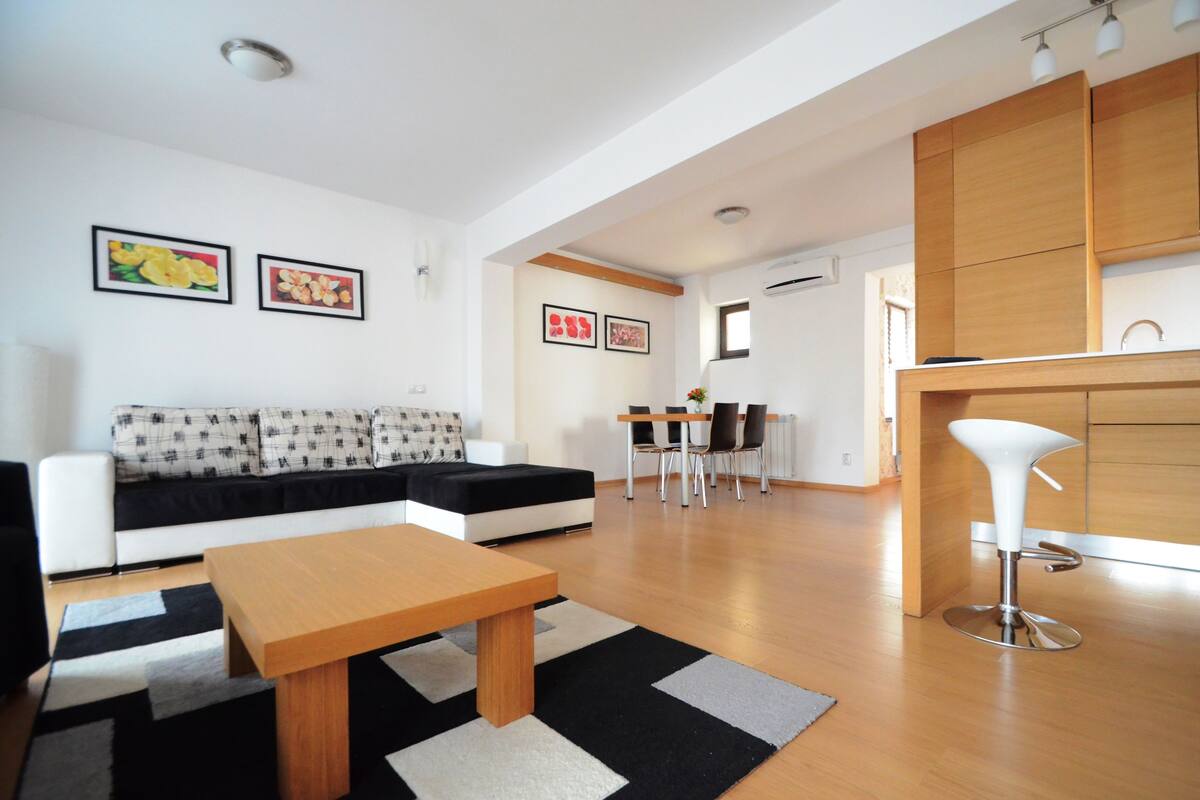Basic Apartment, 1 Bedroom | Living area | LED TV, offices