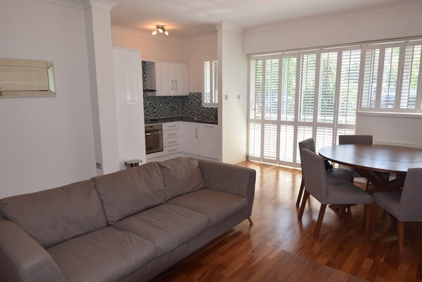 Deluxe Apartment, 2 Bedrooms, Accessible, River View | Living area