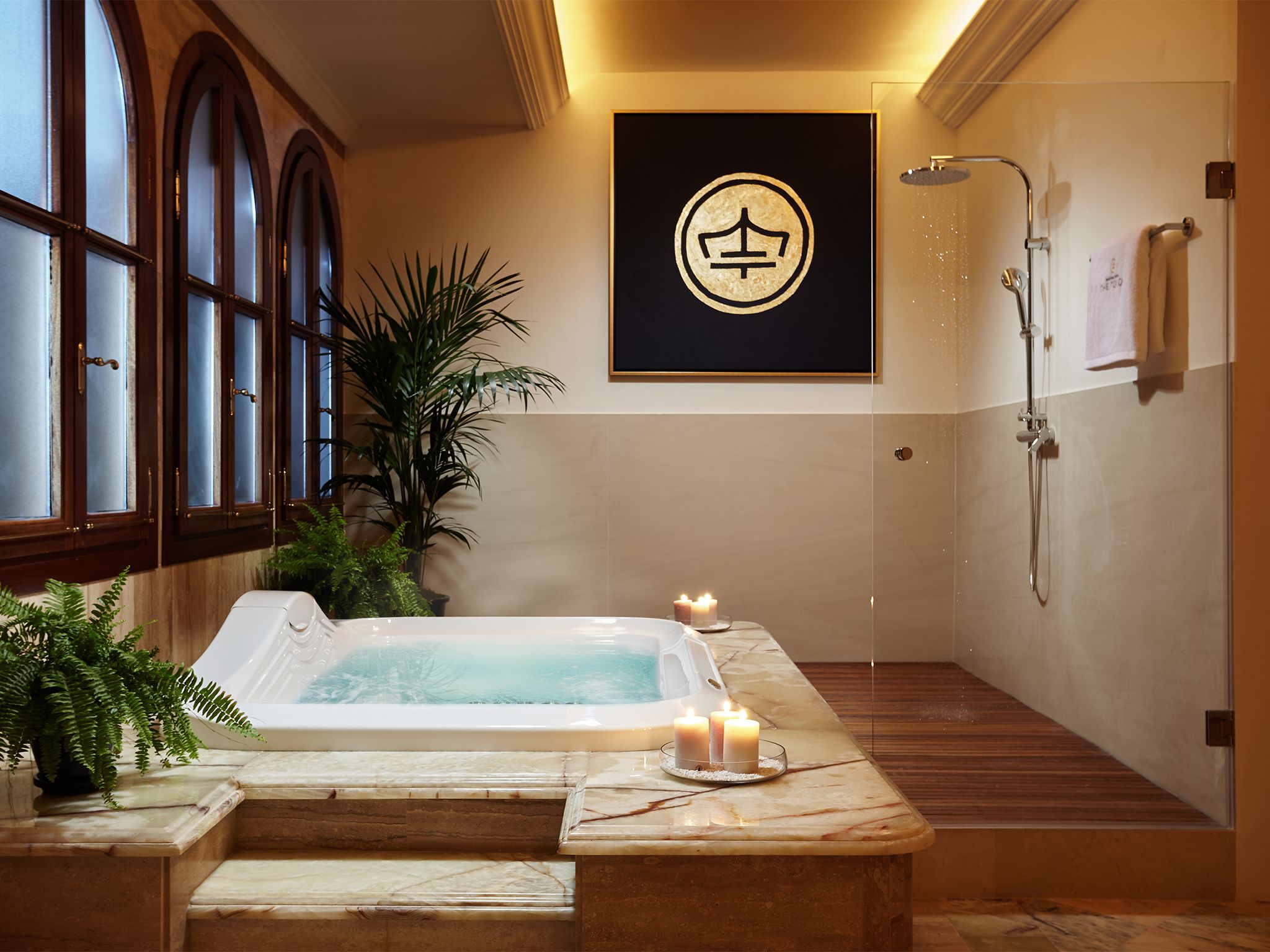 free toiletries, hair dryer, towels