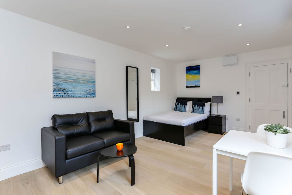 Standard Studio Apartment | Hypo-allergenic bedding available, blackout drapes, iron/ironing board
