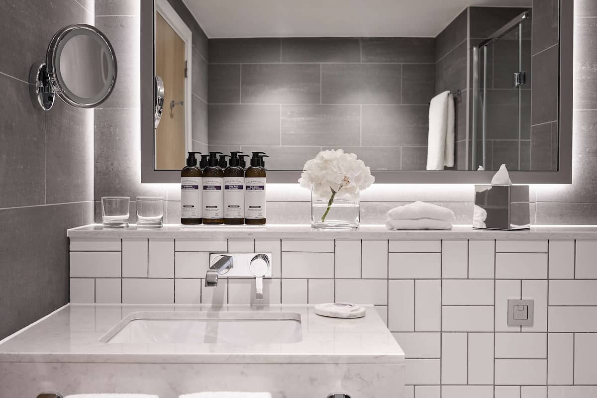 eco-friendly toiletries, hair dryer, bathrobes, slippers