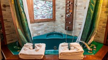 Suite, Private Bathroom (Alfred Lord Tennyson 1880s Cliff Cot.) | Bathroom | Shower, free toiletries, hair dryer, bathrobes
