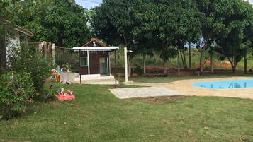 Outdoor pool, sun loungers
