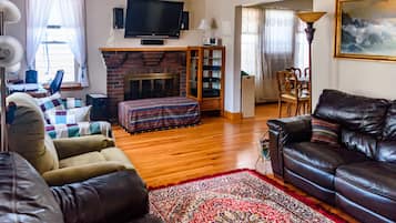 TV, DVD player, books, video library