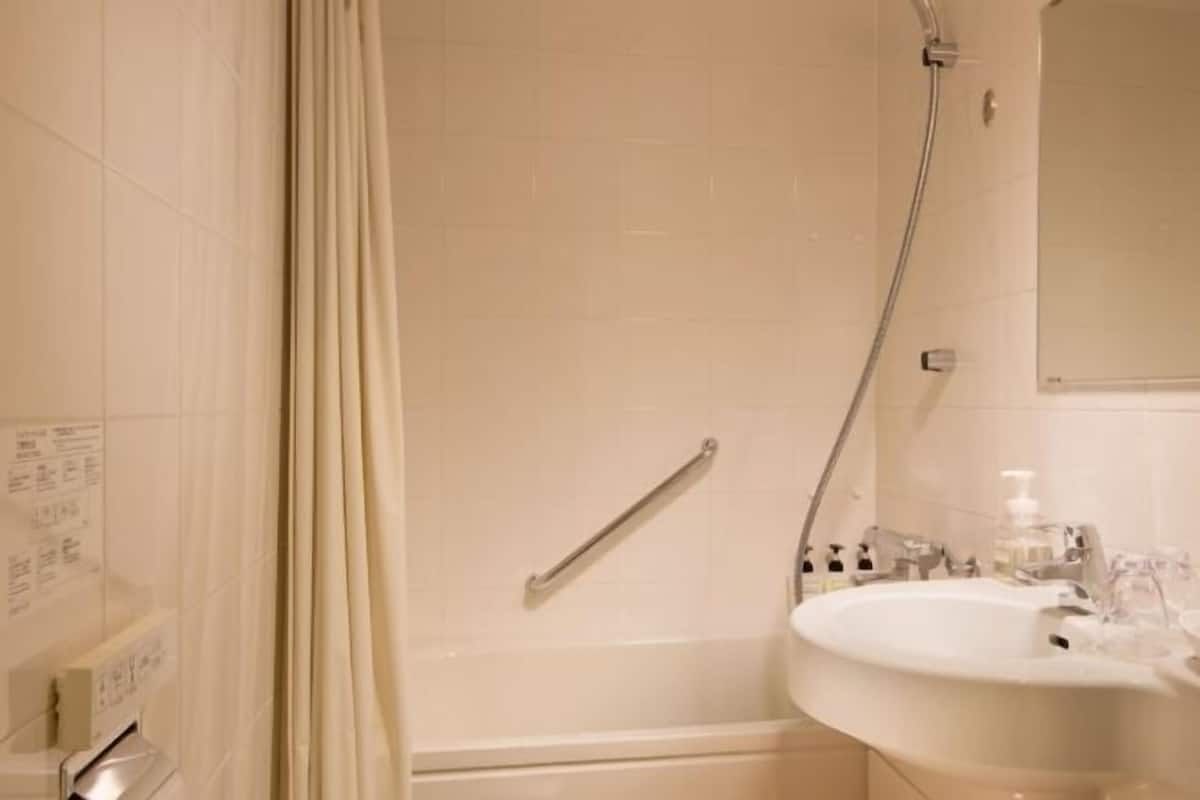 Bathroom | Combined shower/tub, free toiletries, hair dryer, slippers