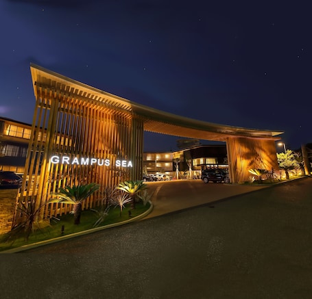 Front of property - evening/night. Grampus Sea