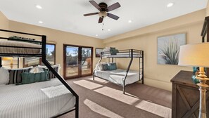 8 bedrooms, desk, iron/ironing board, travel cot