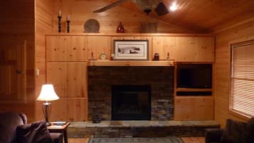 TV connectée, cheminée, lecteur de DVD