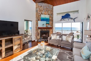 Spacious family room with gulf view from each of the 3 private balconies