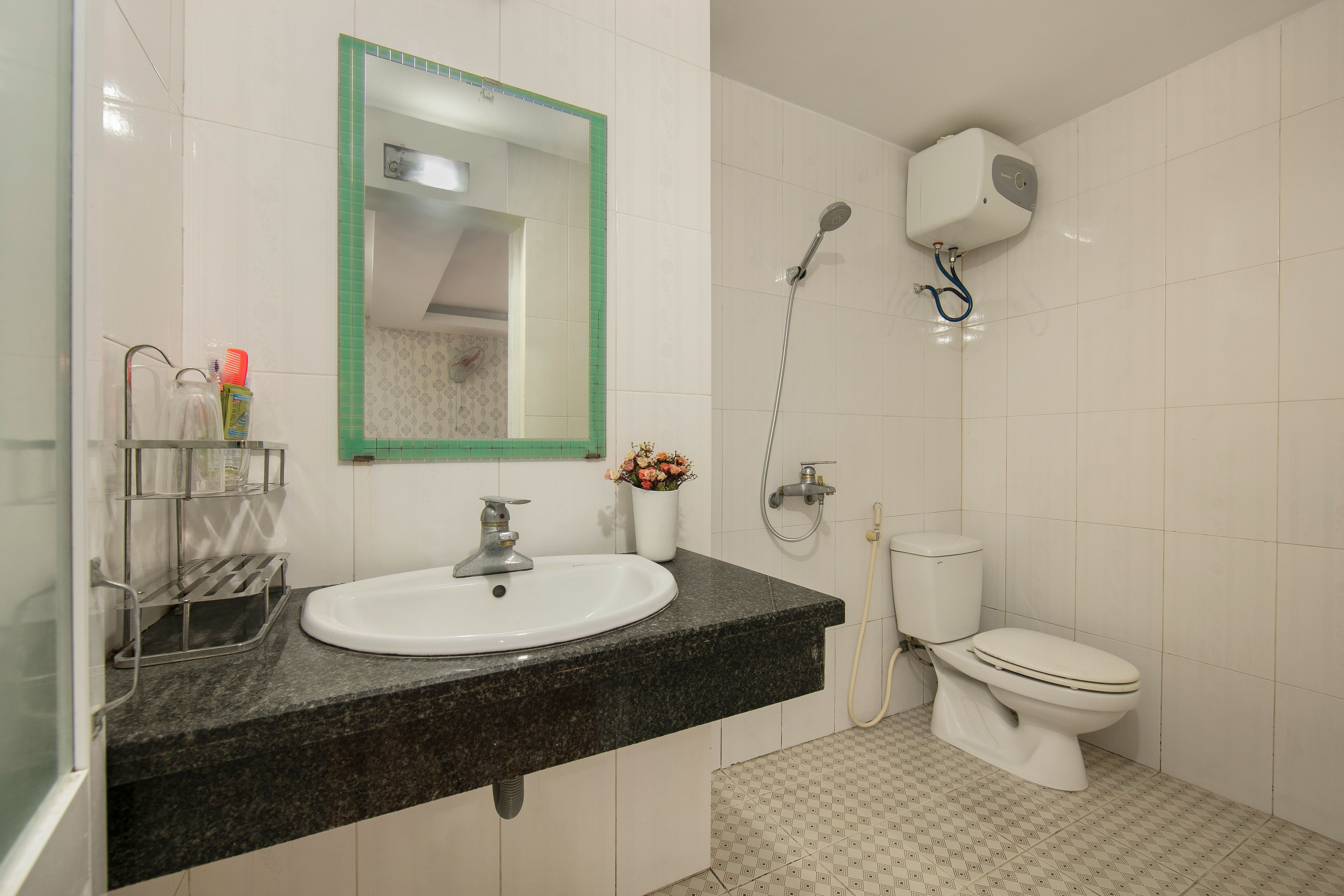 family room | bathroom | shower, free toiletries, hair dryer, slippers