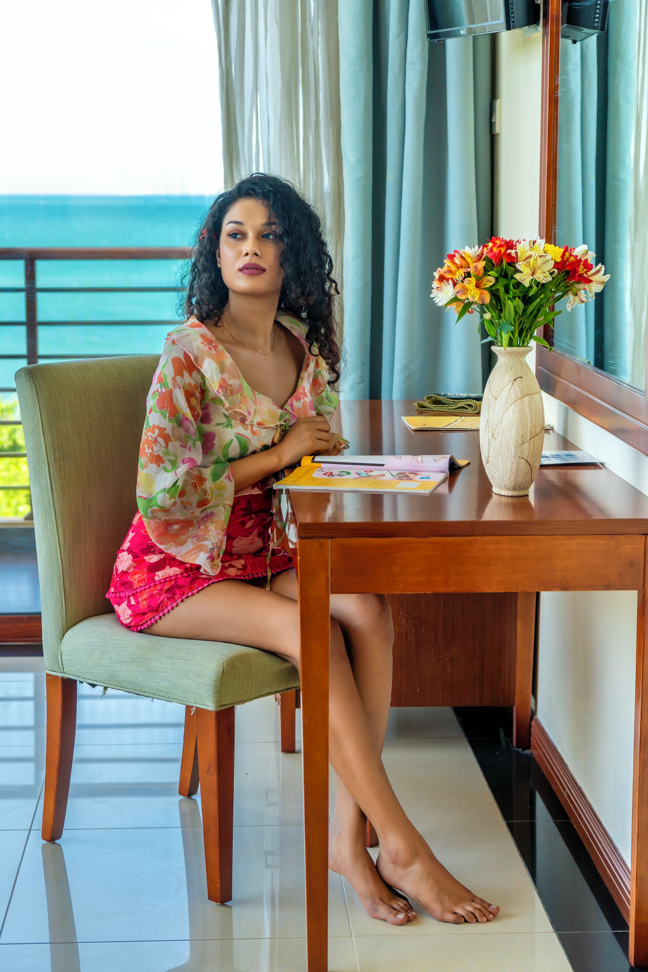 luxury room with sea view | living area | 32-inch led tv with satellite channels, tv