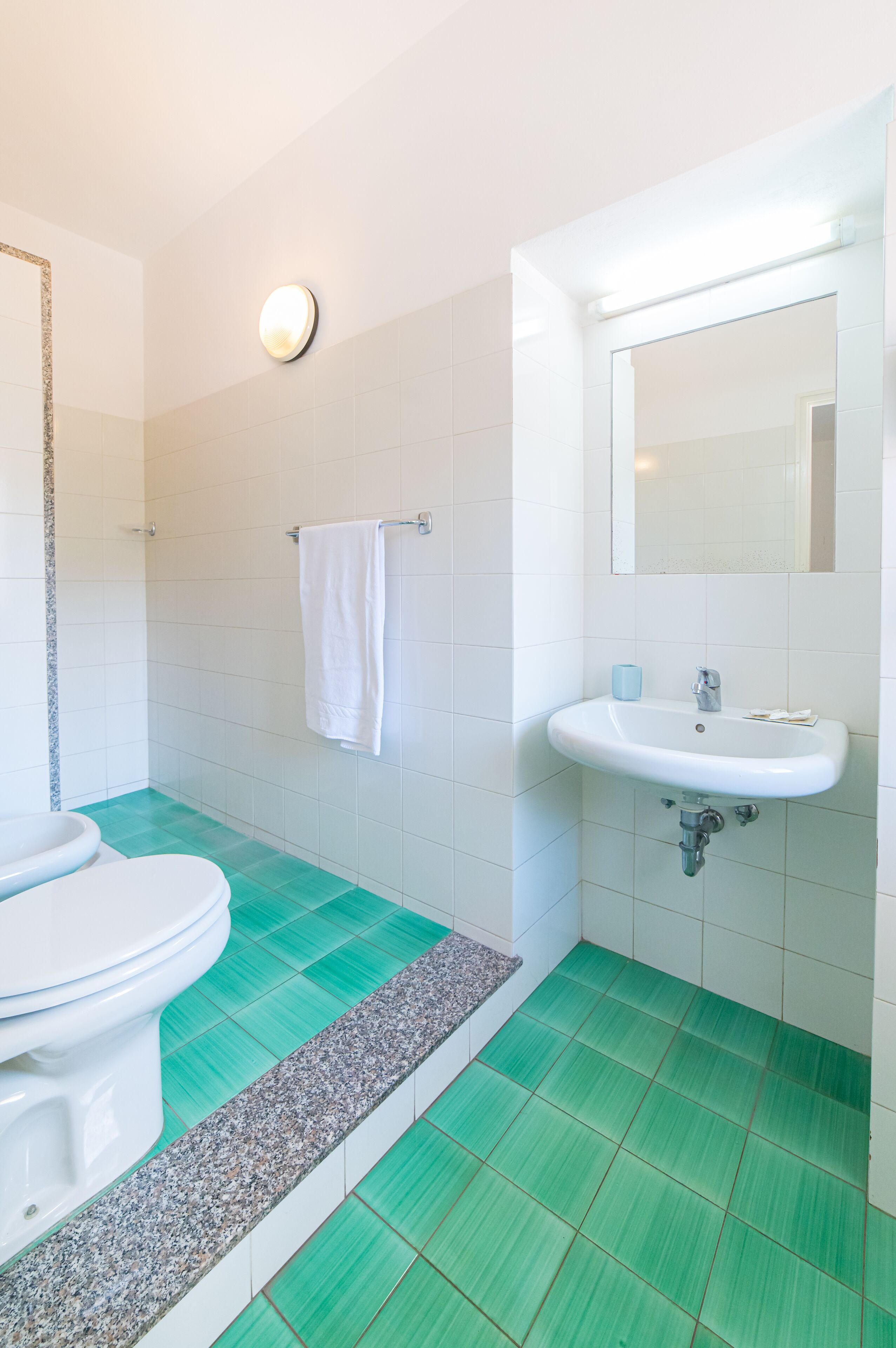 A bathroom with a white sink, a mirror, and a toilet.