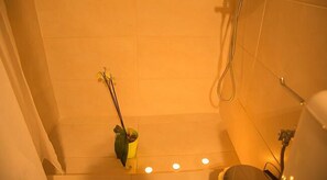 Departamento, 1 habitación | Baño | Regadera, secadora de cabello, toallas 