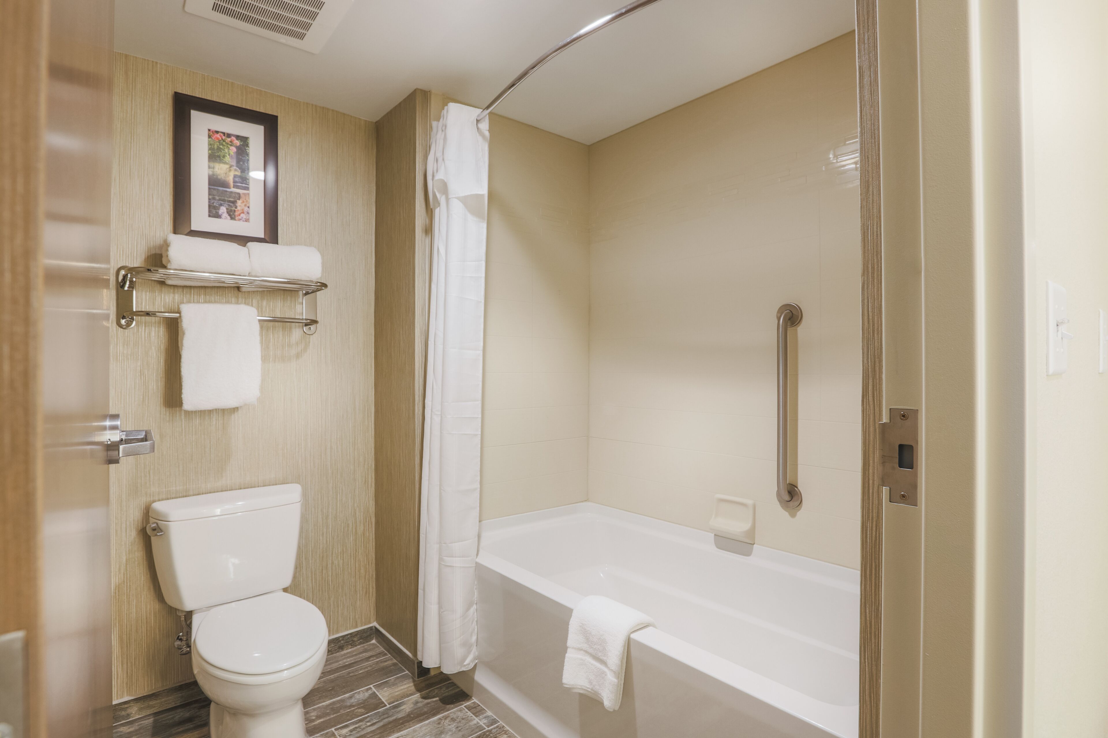 free toiletries, hair dryer, towels, soap