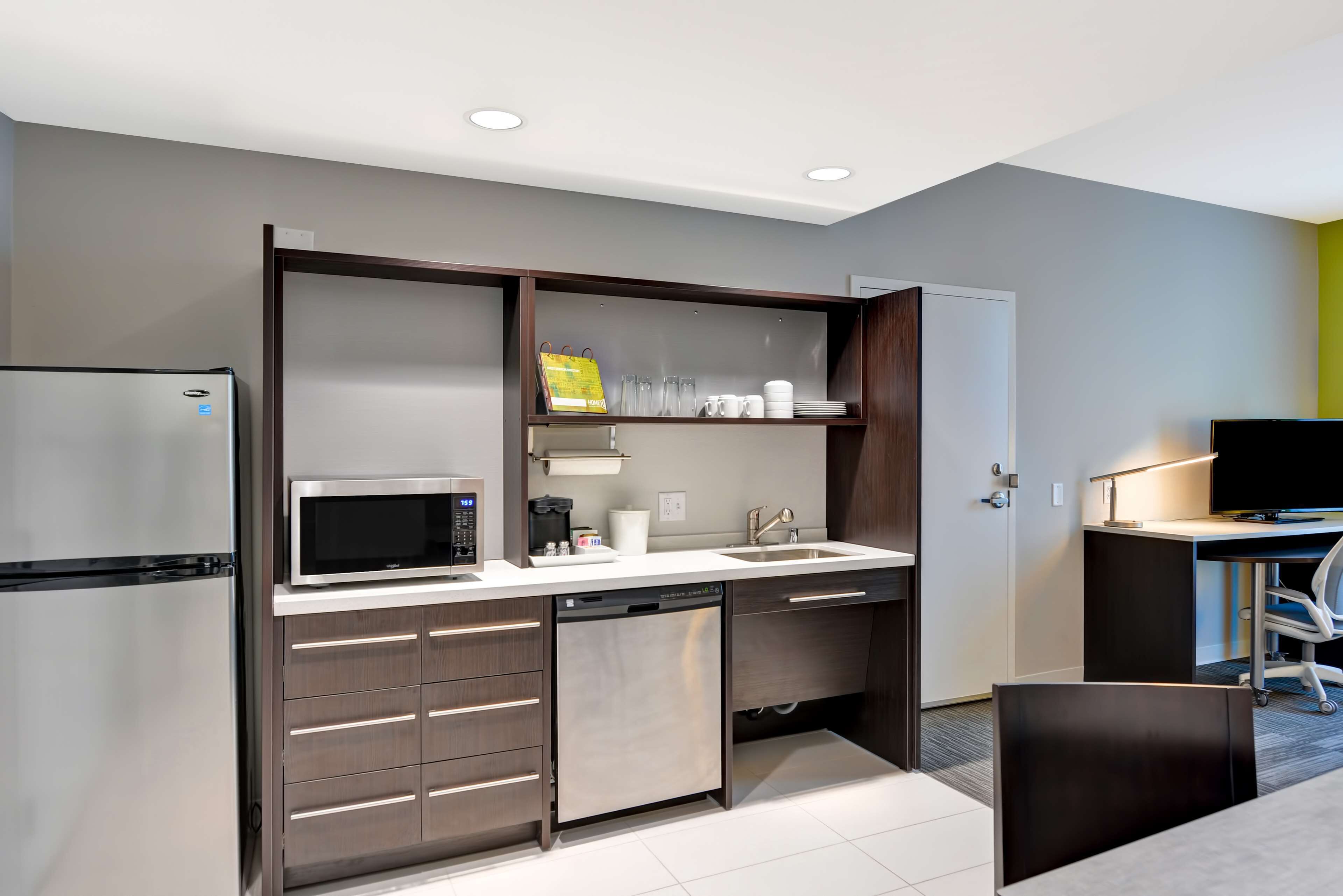 premium bedding, desk, blackout curtains, soundproofing