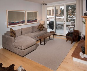 Condo, 1 Bedroom | Living room | Flat-screen TV, fireplace, DVD player