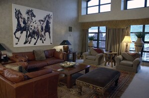 Condo, 3 Bedrooms | Living room | Flat-screen TV, fireplace, DVD player - Stunning penthouse with 3,600 sq. ft. of luxury! by RedAwning (Park City)