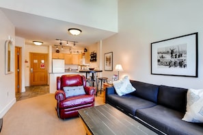 Condo, 1 Bedroom | Living area | Flat-screen TV, DVD player