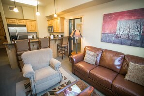 Condo, 1 Bedroom | Living room | Flat-screen TV, fireplace, DVD player - Amazing Mountain Views and Full Kitchen by RedAwning - Save 20% on 7+ Nights! (Park City)