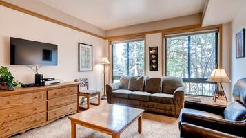 Studio | Living area | Flat-screen TV, fireplace, DVD player