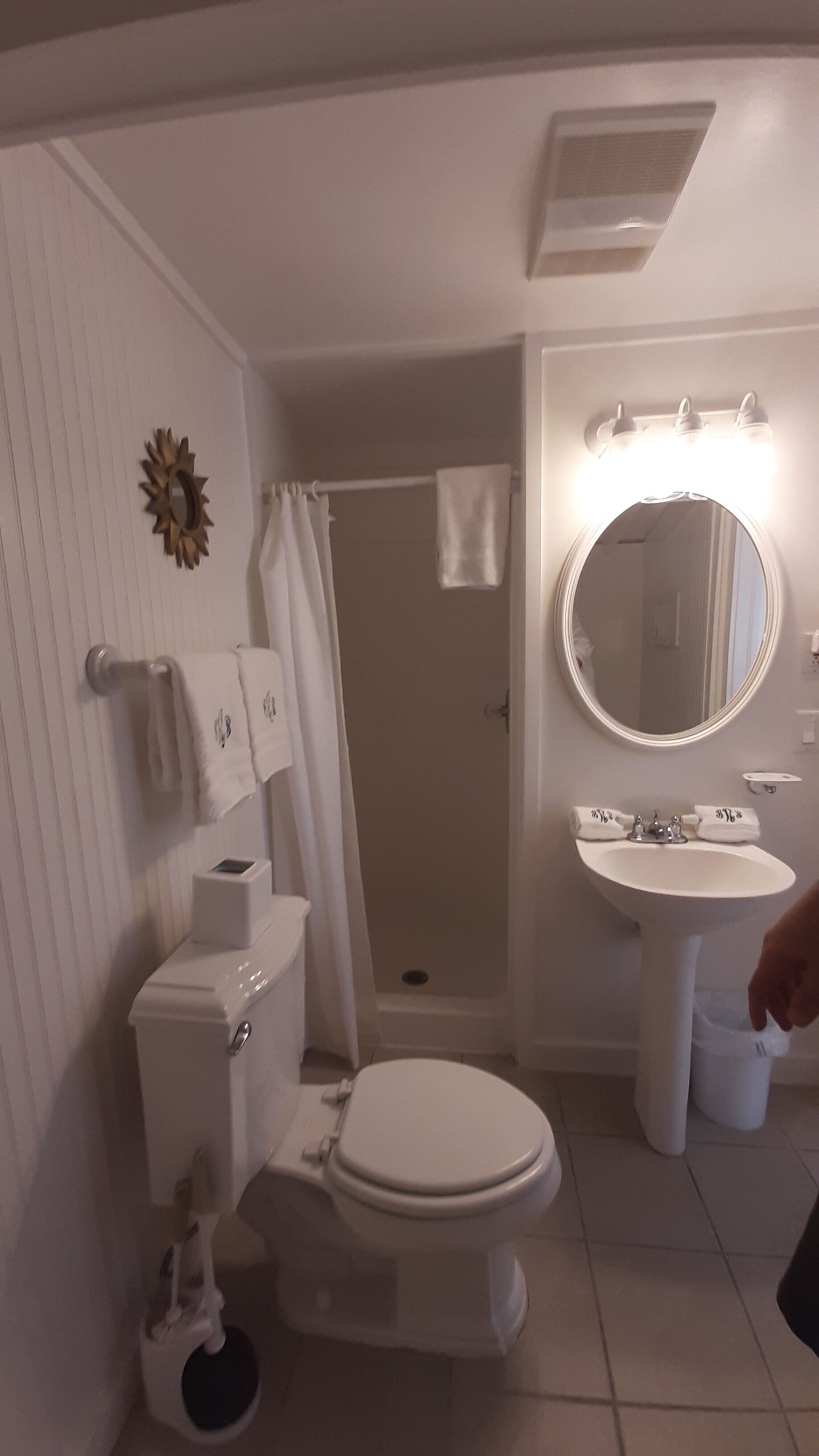 romantic bungalow, private bathroom (108 dolphin) | bathroom | shower, hair dryer, towels