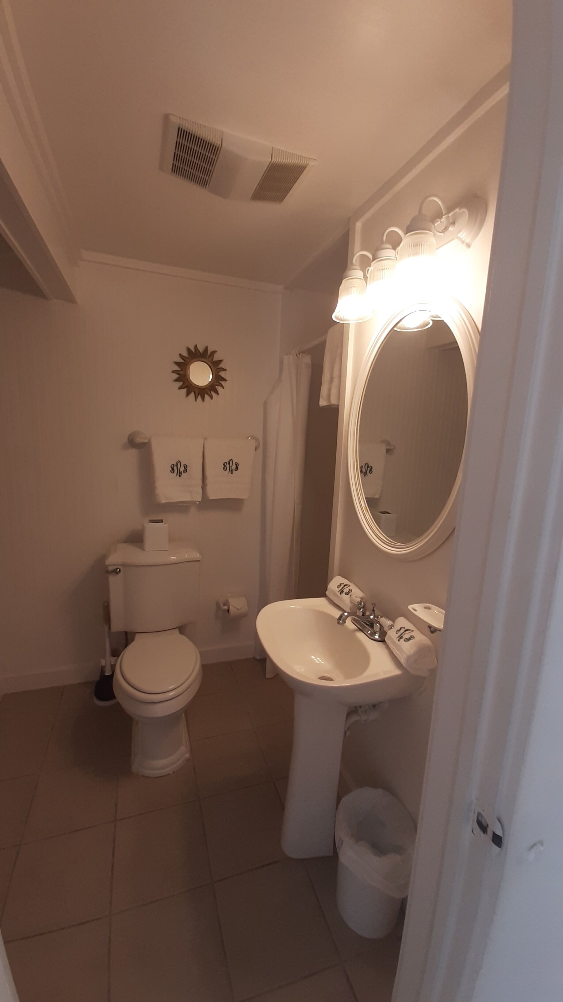 romantic bungalow, private bathroom (108 dolphin) | bathroom | shower, hair dryer, towels