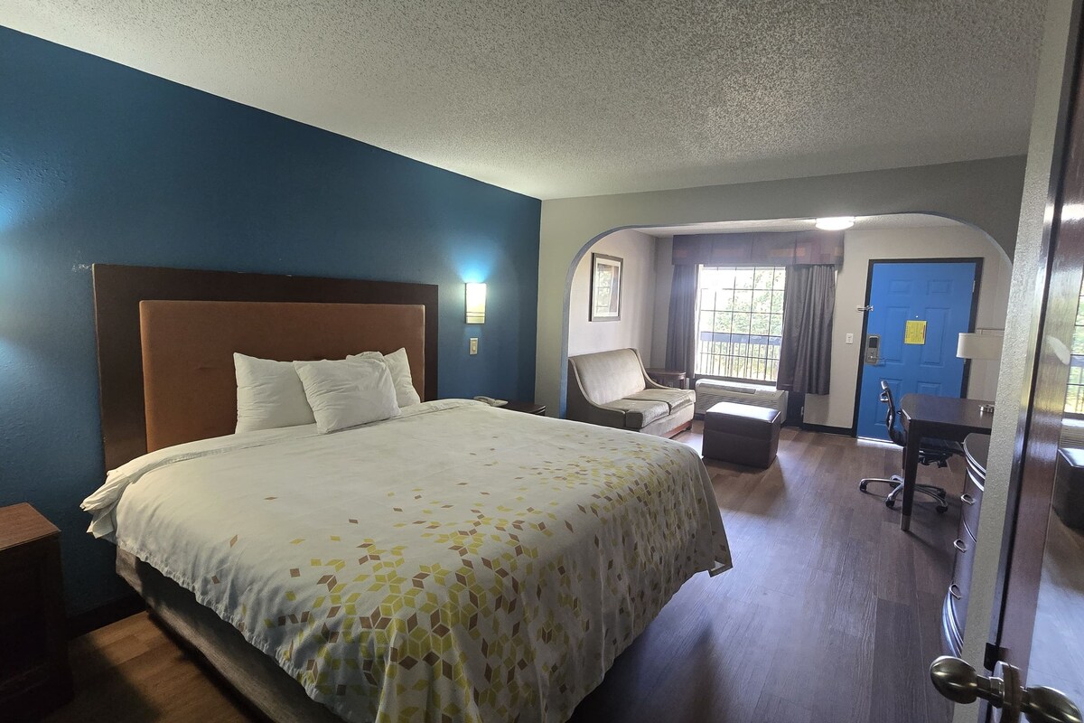 Desk, blackout curtains, iron/ironing board (on request), free WiFi