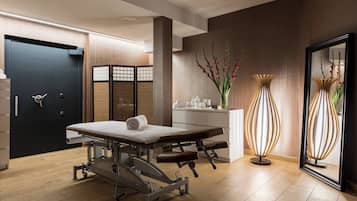 Body treatments, aromatherapy, sports massages, body scrubs, facials