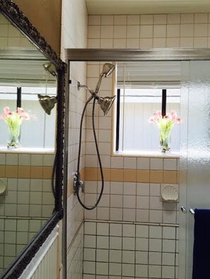 Séchoir à cheveux, serviettes fournies, savon, shampooing