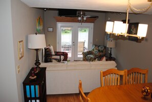 TV, DVD player, books, music library