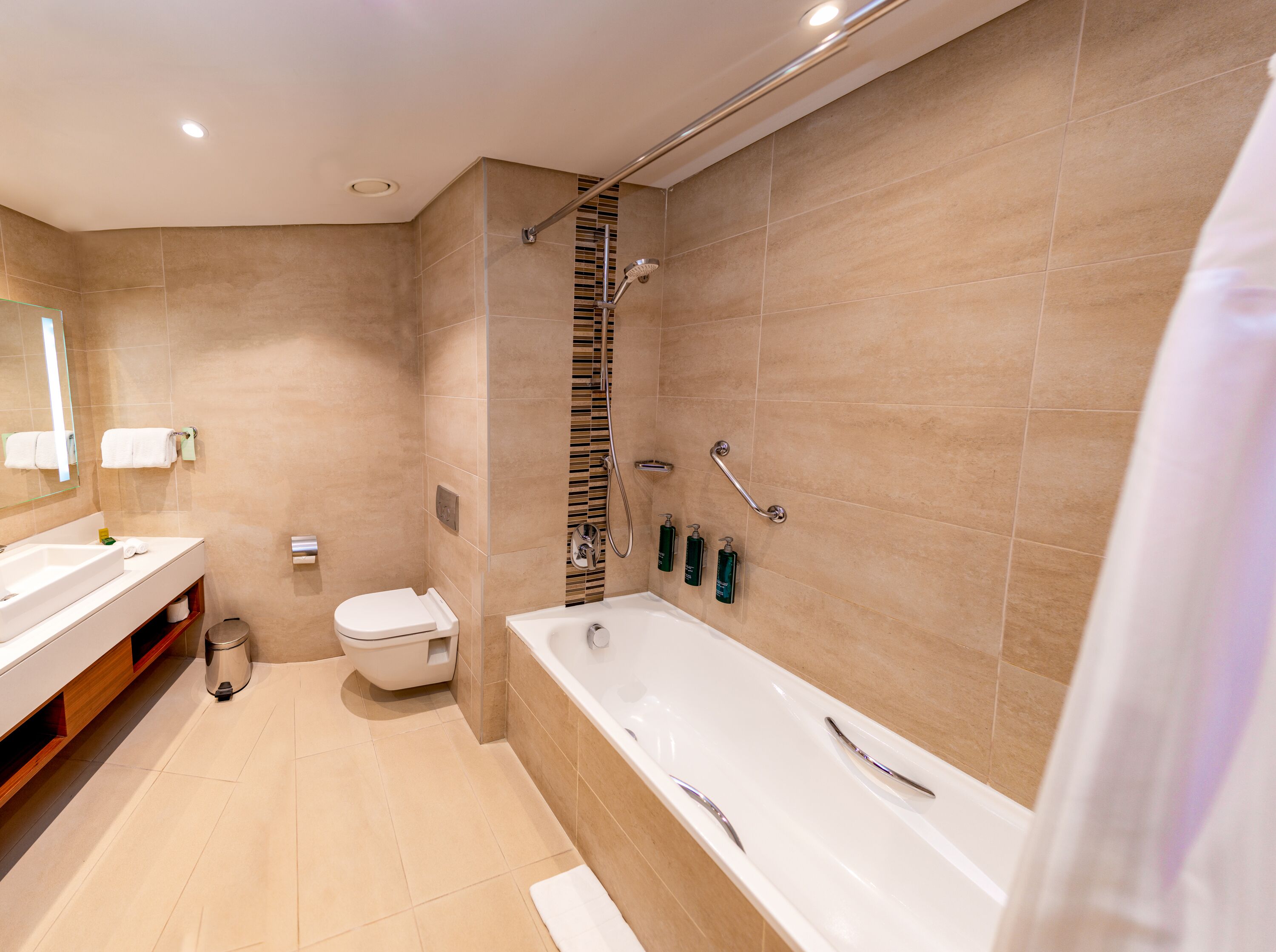 free toiletries, hair dryer, towels