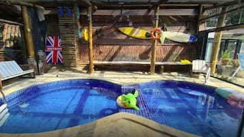 Indoor pool, outdoor pool, pool loungers
