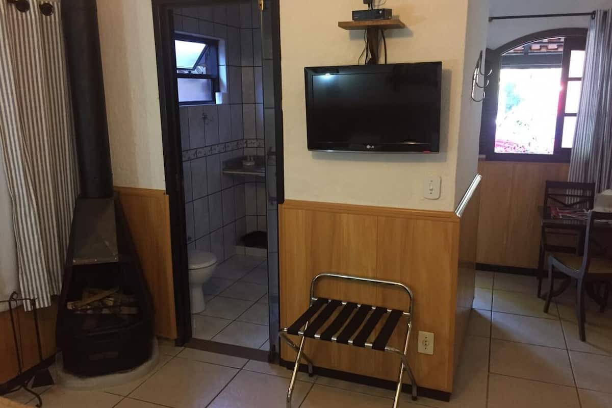 chalet | bathroom | shower, rainfall showerhead, hair dryer, towels