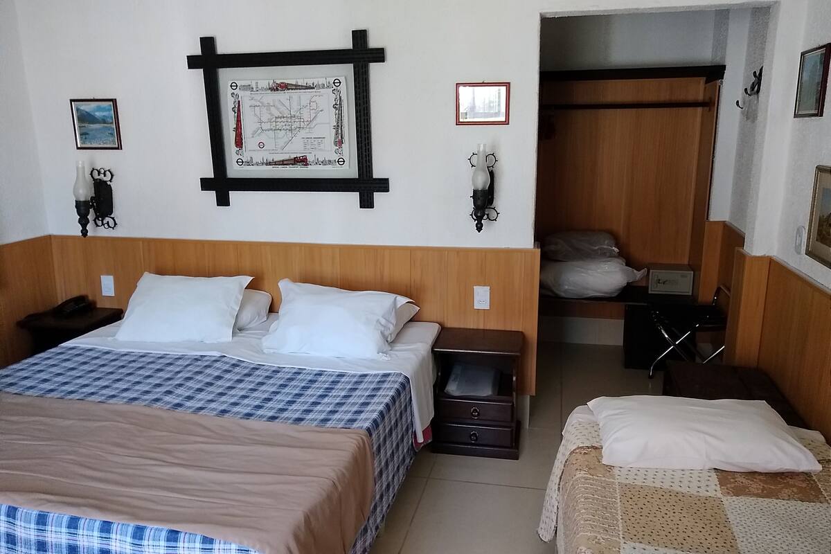 minibar, desk, bed sheets