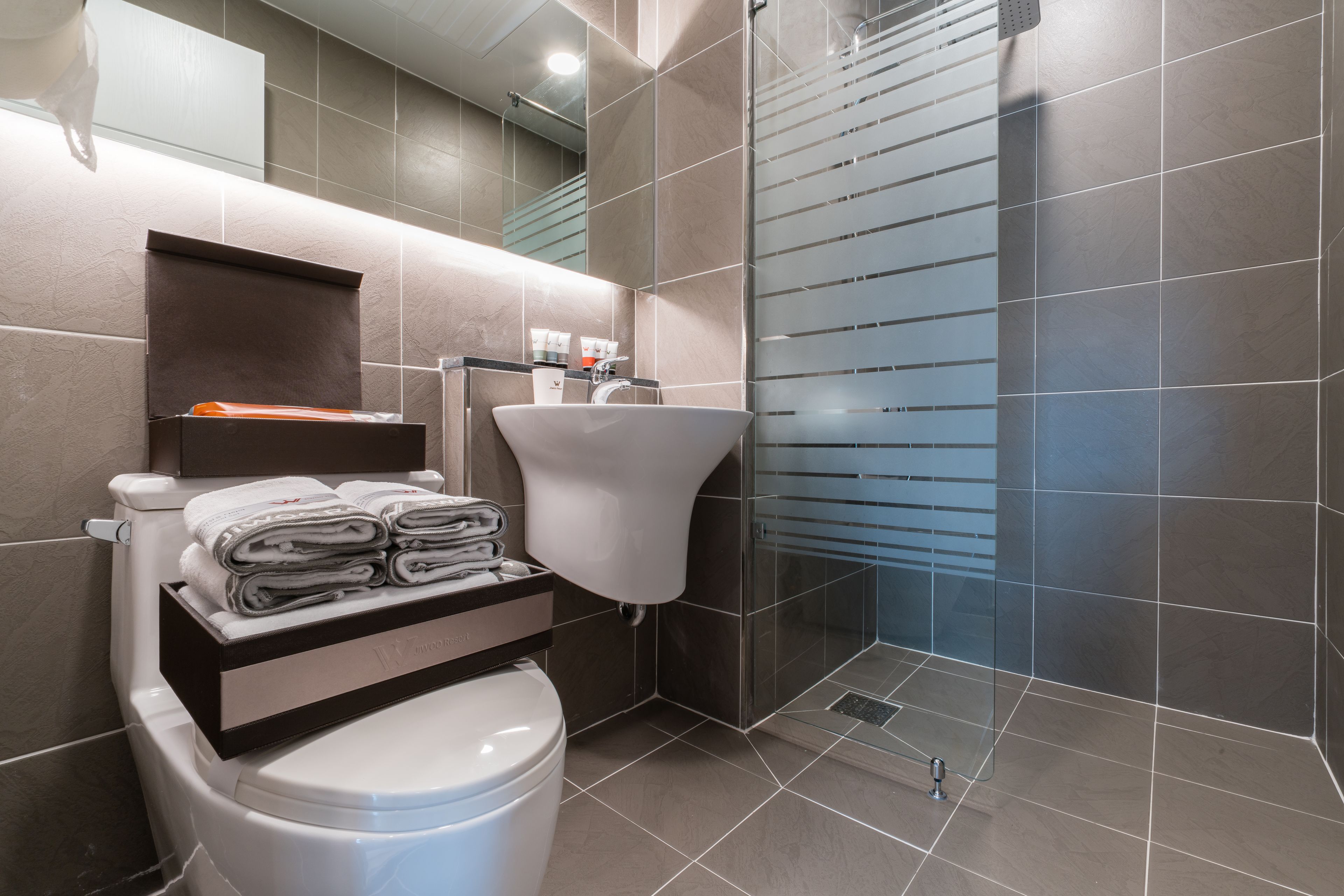 superior double room | bathroom | shower, designer toiletries, hair dryer, slippers