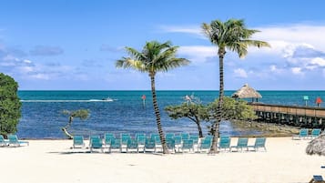 Plage, chaises longues, serviettes de plage